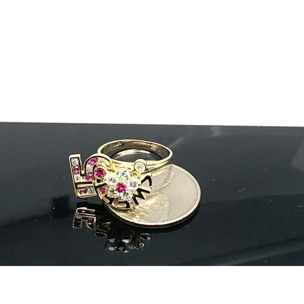 Sweet 15 Birthday Ring Gemstone 14k Yellow Gold Estate Jewelry Women's Size 6.5